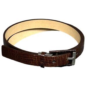 Calvin Klein Belt Womens Size XL Brown Italian Lizard Calfskin Leather #661014